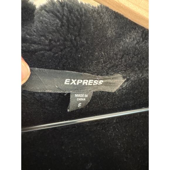 Express Vintage Maximalist Suede Maxi Statement Coat - Black, Small - Picture 3 of 11